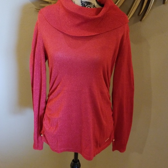 Michael Kors red sparkly lightweight sweater M - Picture 1 of 7